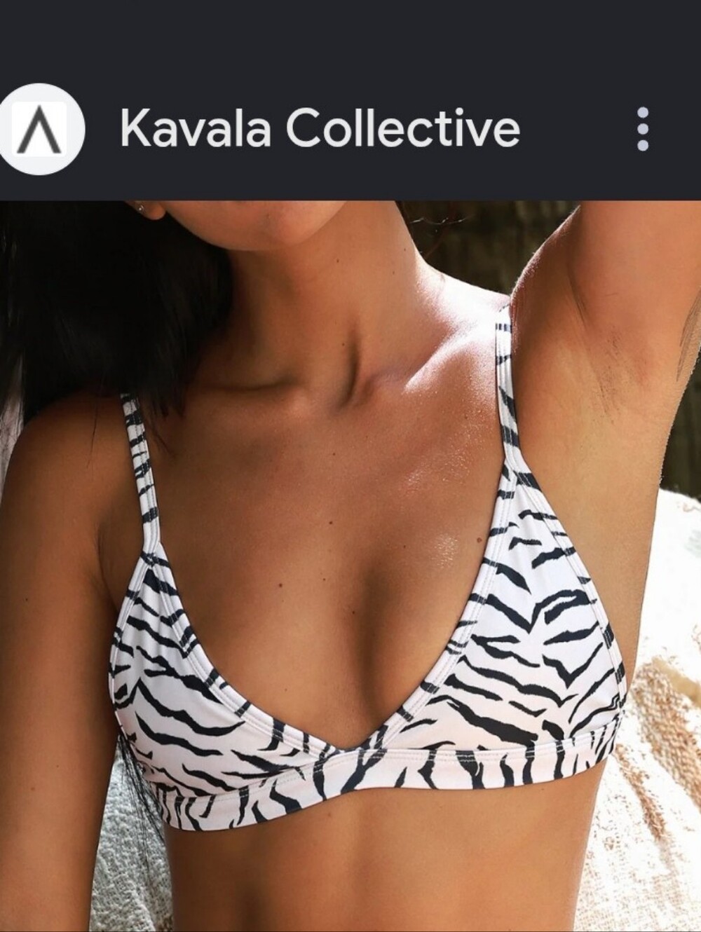 Kavala Collective Zebra-Print Triangle Bikini Top - White/Black